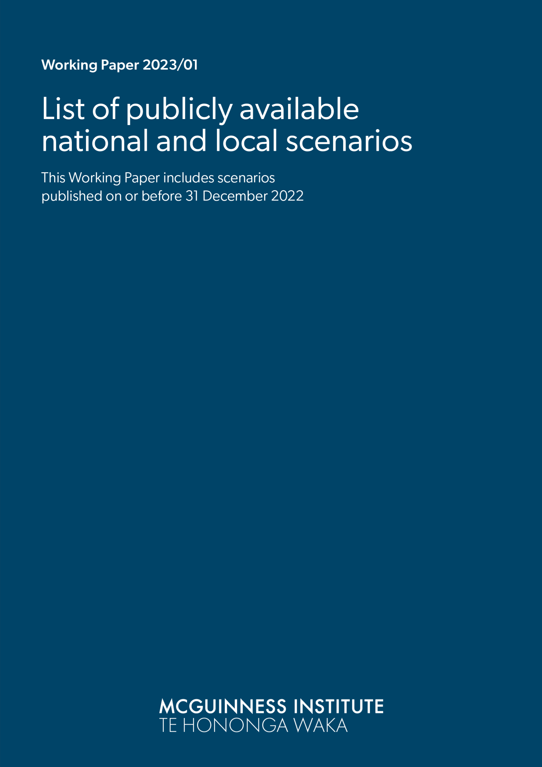 Working Paper 2023/01 – List of publicly available national and local scenarios